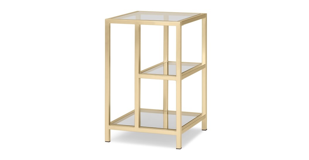 Connelly, table d’appoint, laiton et verre fumé | MADE.com