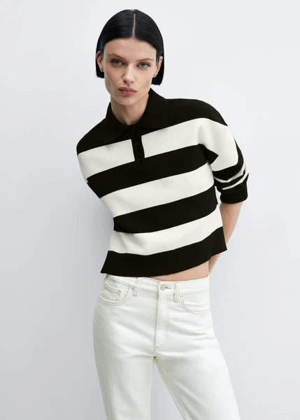 Pull-over rayures col polo -  Femme | Mango France