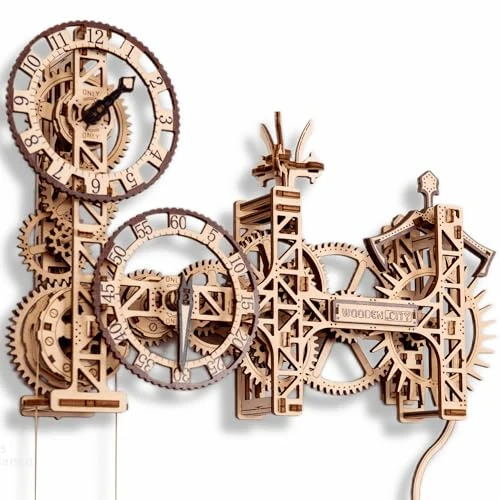 WOODEN.CITY Puzzle Steampunk 3D en Bois pour Adulte avec Horloge Murale - Modèles à Monter Soi-Même, Puzzle Adulte, Construction et Modélisme - Idéal Cadeau pour Homme et Mari