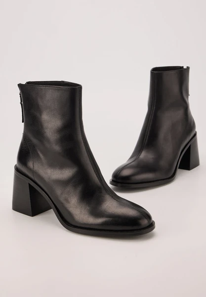 Bottines à talons - Cuir Lisse Noir - Lennie