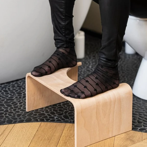 Tabouret Physiologique de Toilette en Bois - Nature