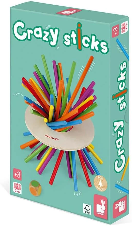 Janod - Jeu d'Adresse Crazy Sticks - En Bois - Dès 3 Ans, J02695, Taille unique