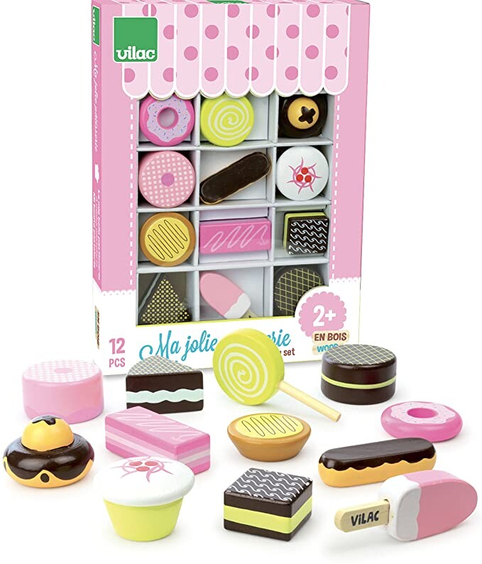 VILAC - Jouet en bois - Cuisine et marchande - Boîte 12 pâtisseries et friandises en bois, Ma jolie Pâtisserie - 8163 : Amazon.fr: Jeux et Jouets