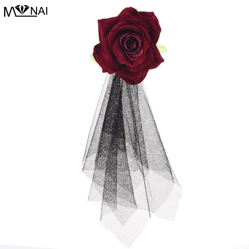 Lolita – pince à cheveux en dentelle Rose pour filles, broche gothique, voile papillon, épingle, fait à la main, beaux accessoires pour cheveux de princesse