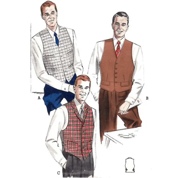 Modèle des années 1950, ensemble de gilets pour hommes - Poitrine 38 » (97 cm)