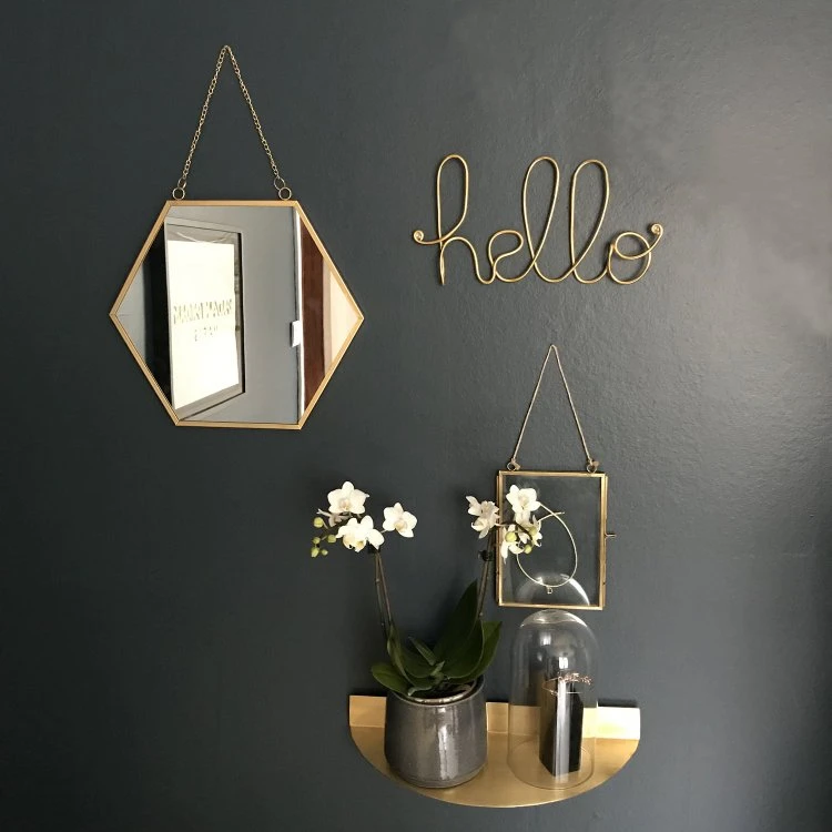 Décoration Murale Hello - Fil Aluminium Doré