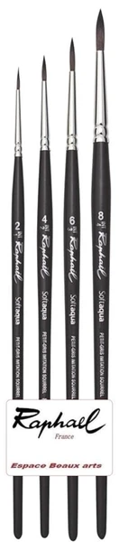 Pinceau Raphael SOFTAQUA.SÉRIE 845 Vegans. N°2 .4. 6. 8. Set 4PCS (Raphael France)