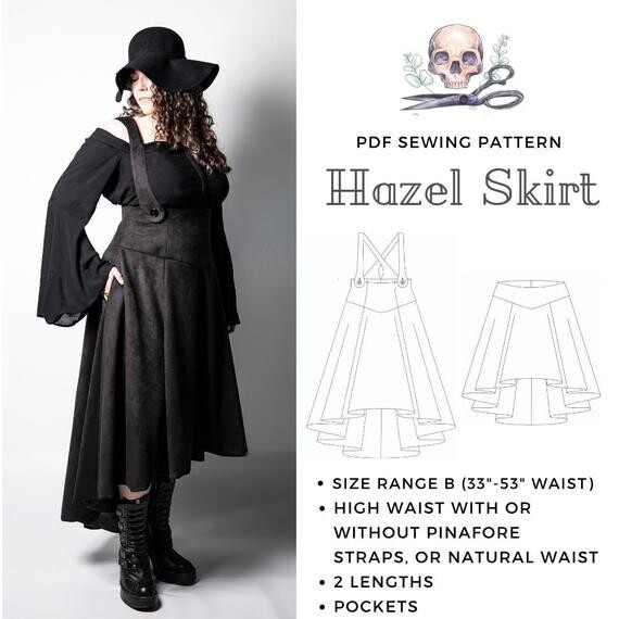  Hazel skirt sewing pattern, Size range B