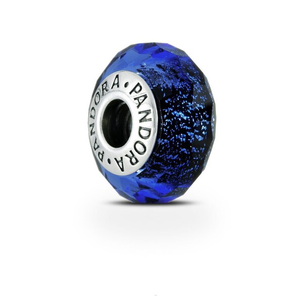 Charm Verre de Murano Bleu Facetté