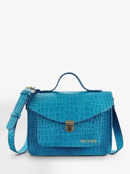 Mademoiselle George Alligator Cocktail Topaze - sac bandoulière cuir femme Bleu | PAUL MARIUS
