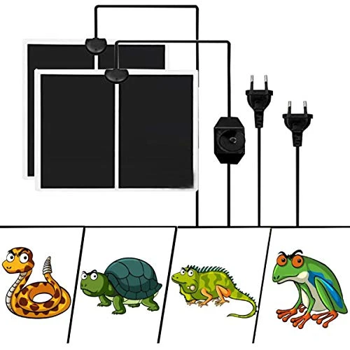 Liuer 2PCS Mat Tapis Température Adjustable Chauffage Chauffant avec Réglage de la Température Tapis Chauffant pour Reptiles Serpents,Tortue,GeckosLéopard,Lézards,Araignées,Amphibien (14W)