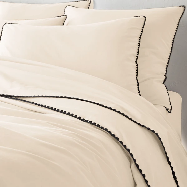 Housse de couette en coton lavé, brodée, Merida