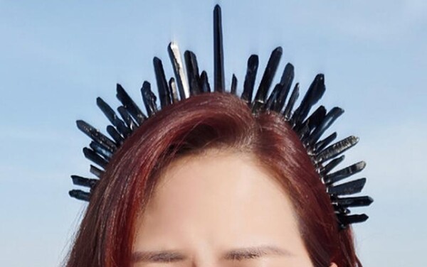 Black Crystal Tiara,Quartz Headband, Festival Crown, Rave Crown, Mermaid Crown, Mermaid Headpiece, Gifts for Her