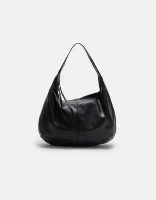 Stradivarius - Sac porté épaule demi-lune - Noir