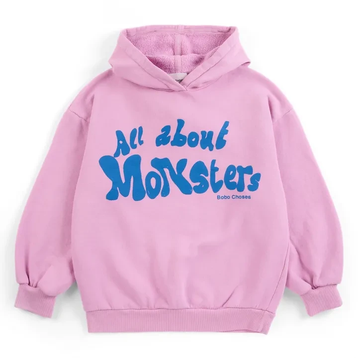 Sweat Capuche All About Monsters Coton Bio | Rose