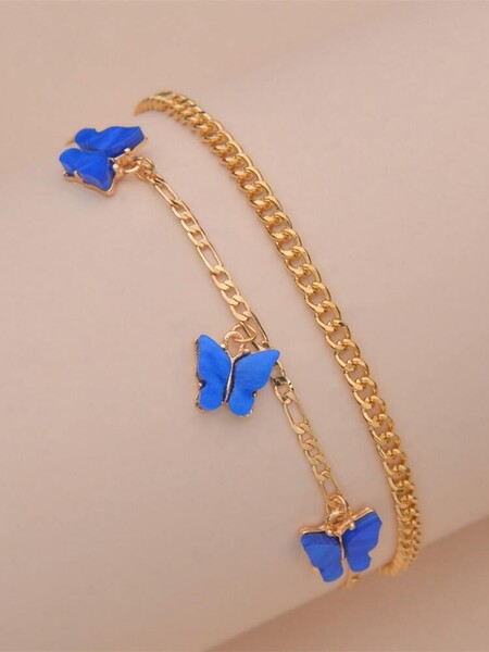 2 pièces Bracelet de cheville avec papillon
