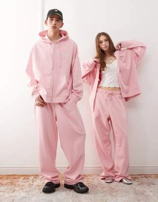 COLLUSION Unisex - Pantalon de jogging d'ensemble décontracté à imprimé coordonnées - Rose