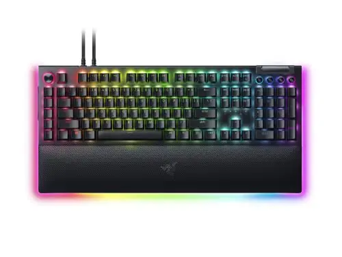 Razer BlackWidow V4 Pro (Switches Verts) - Clavier Gamer Mécanique (Switches Mécaniques Clicky, Molette, 8 Touches Macro Dédiées, Repose-Poignet en Similicuir, RGB Chroma) Clavier AZERTY | Noir