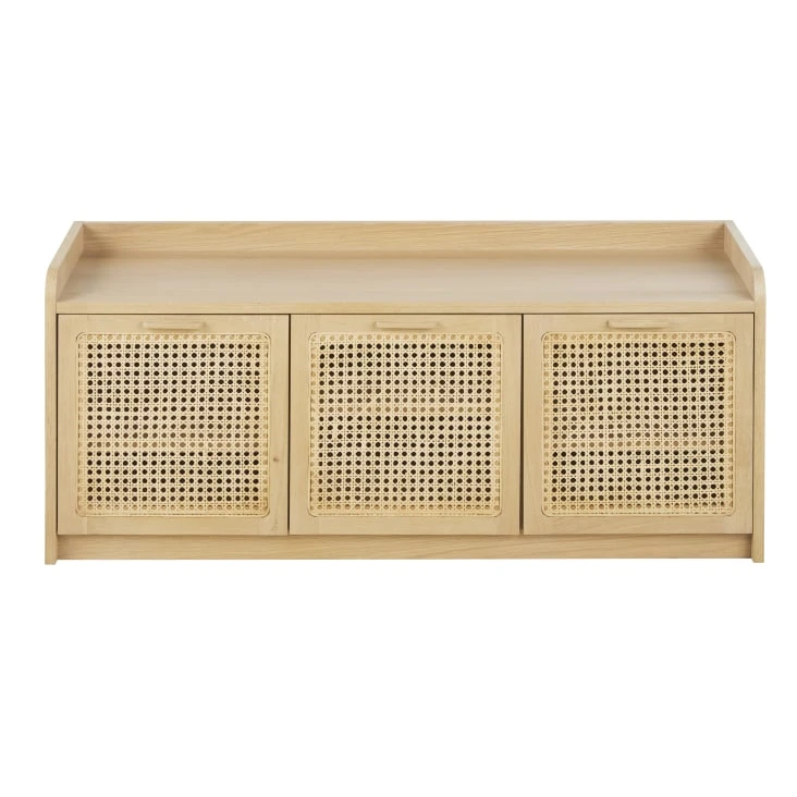Banc 3 portes et cannage en rotin
