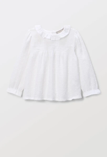 Blouse manches longues unie en gaze de coton BIO GOTS