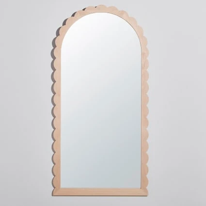 Grand miroir arche en bois de chêne festonné 90x180