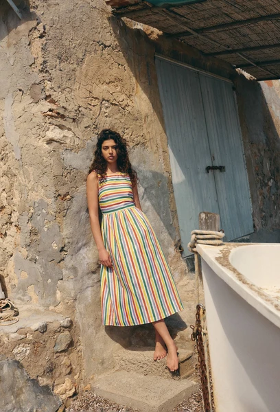 Robe midi rayée en coton BIO GOTS