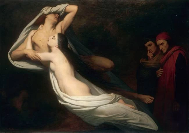 Les Ombres de Francesca da Rimini et de Paolo Malatesta apparaissent à Dante et à Virgile