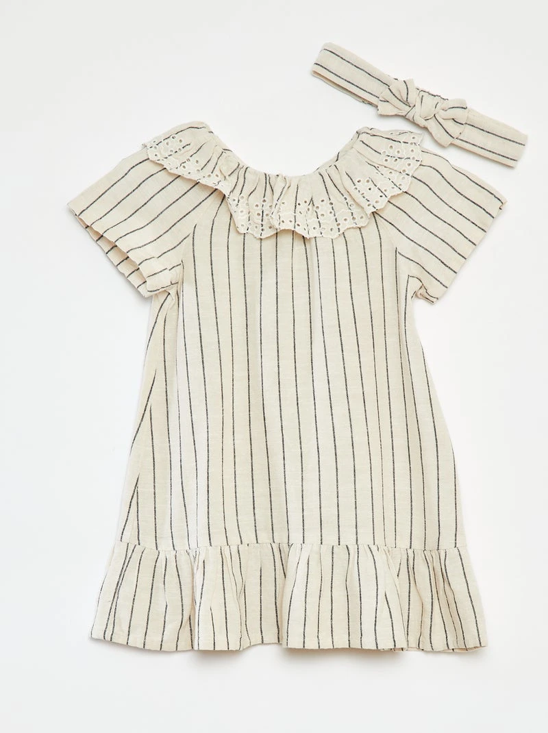 Robe unie à manches courtes + bandeau - 2 pièces