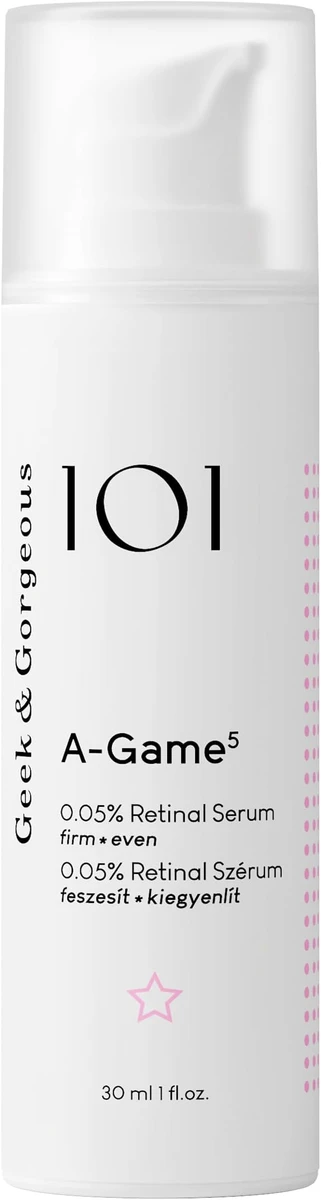 Geek & Gorgeous A-game Sérum rétinal 5-0,05% soyeux, léger avec rétine de force moyenne, anti-âge – tous types de peau, en particulier les peaux mixtes et grasses, 30 ml