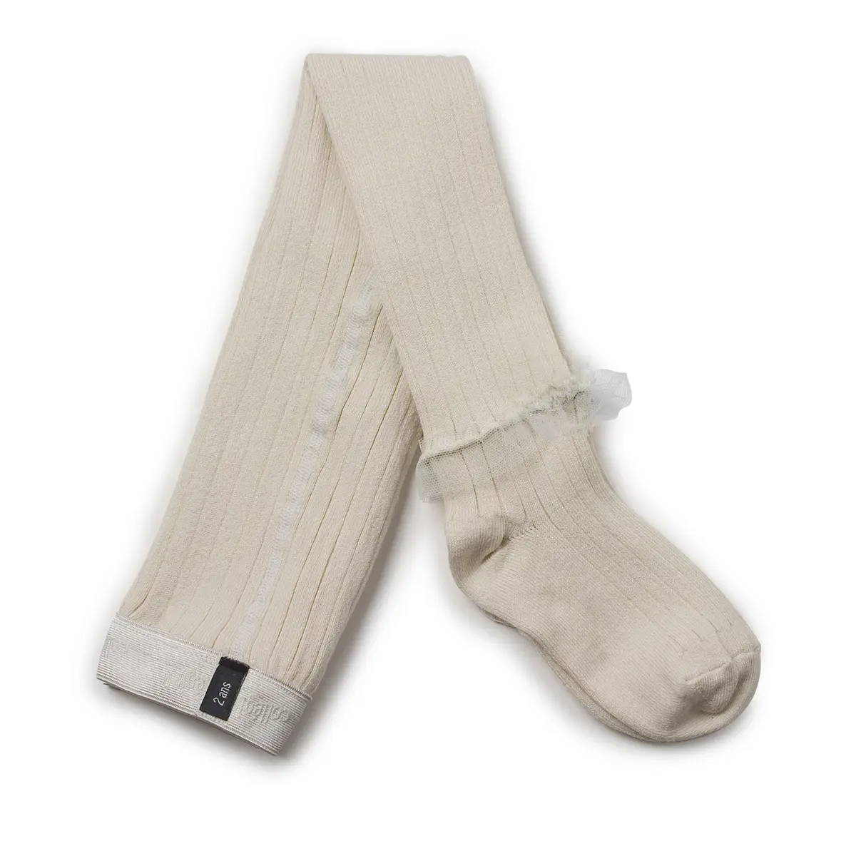 Gisèle - Collants à côtes avec volant tulle - Doux Agneaux