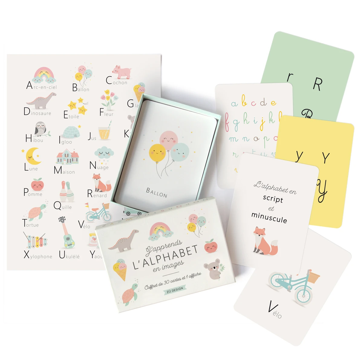 Cartes pour apprendre l'alphabet en images made in France - Zü boutique