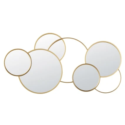 Déco murale cercles en aluminium doré et miroirs 139x71 Mya | Maisons du Monde