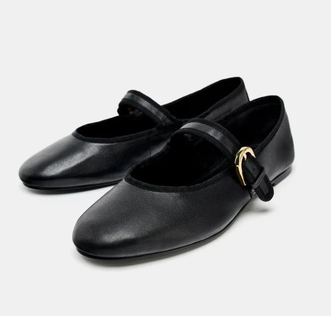  Ballerines plates en cuir