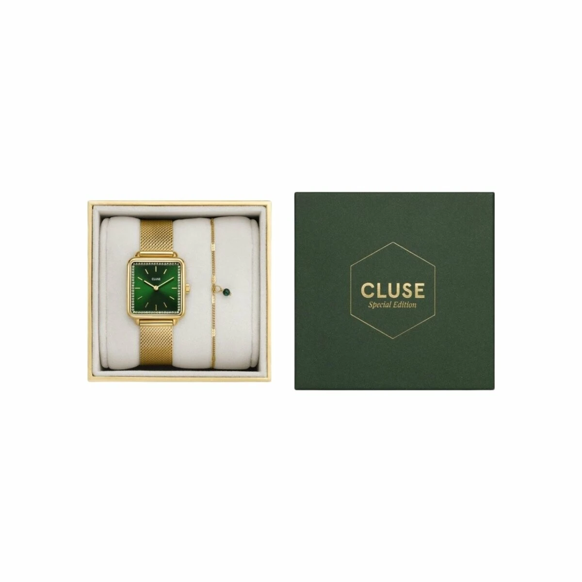 Achat Coffret Cluse La Tétragone CG10317 avec un bracelet en métal doré jaune