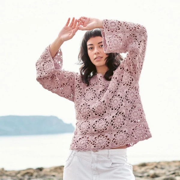 Kit crochet pull granny bohème - Lovewool 20 - Rico Design
