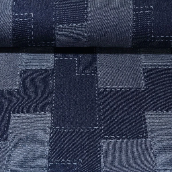 Jeans - Jacquard Patchwork Bleu denim