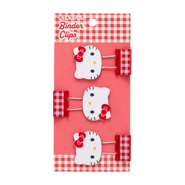 Hello Kitty Gingham Binder Clips (Set of 3)
