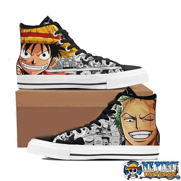 Luffy And Zoro One Piece High Top Converse Shoes Custom Shoes - One Piece Universe - The Best Store for One Piece Merchandise