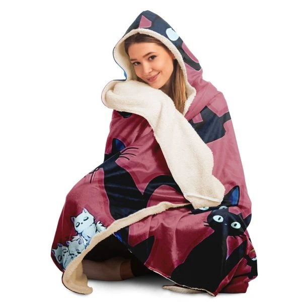Kikis Delivery Service Jiji Black Cat Hooded Blanket - Ghibli Merch Store - Official Studio Ghibli Merchandise