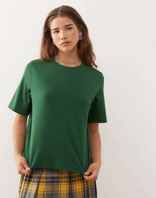 Weekday - Perfect - T-shirt coupe carrée - Vert foncé