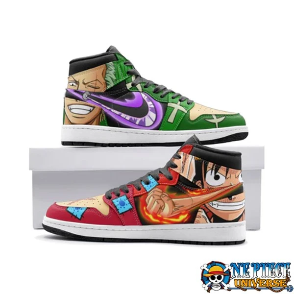 Zoro and Luffy Jordan Shoes One Piece High Top JD Custom Shoes - One Piece Universe - The Best Store for One Piece Merchandise