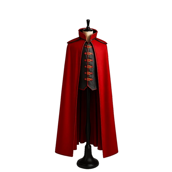 Handmade Leather Vampire Cloak with Vest: Gothic Cosplay Outfit