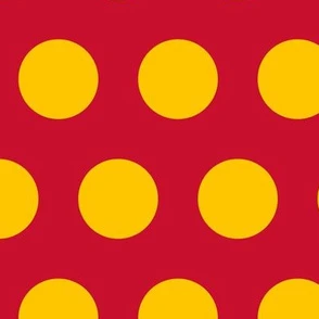 Polka Dot - Yellow on Red 2" Fabric | Spoonflower
