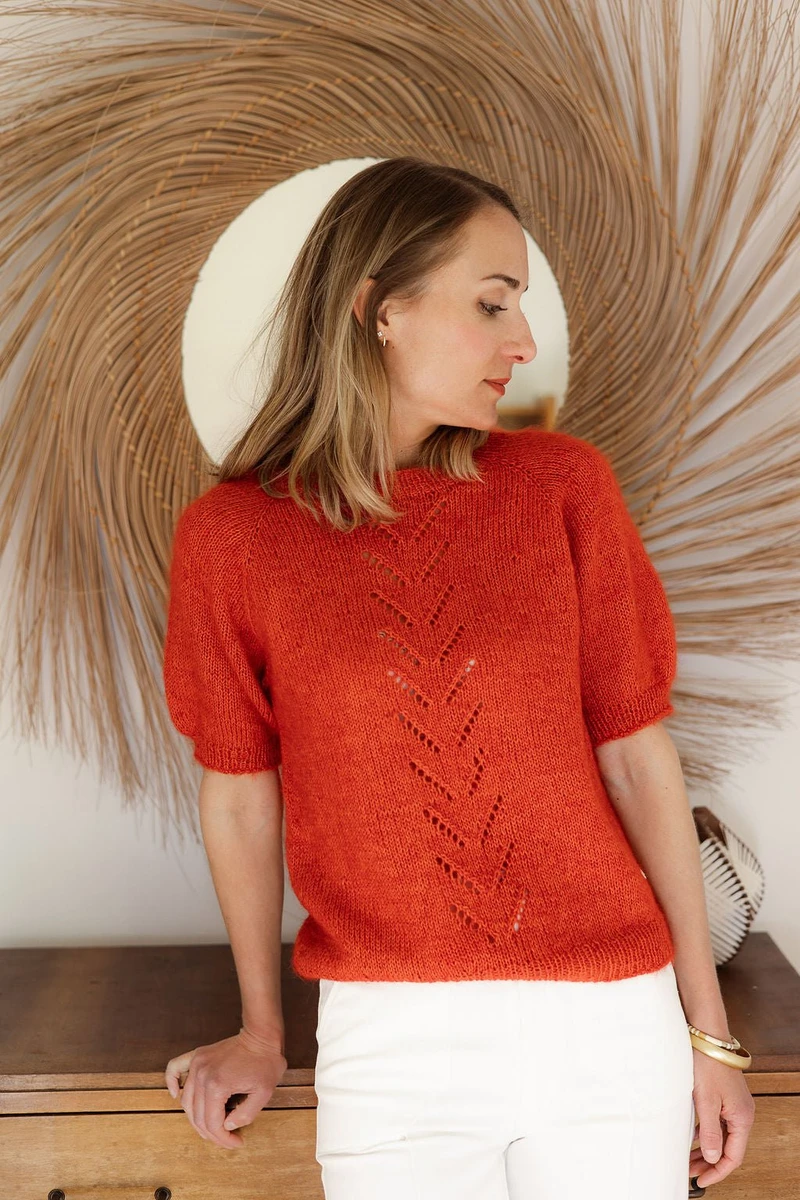 Joli Kit Tricot - Pull Colette rouge orangé