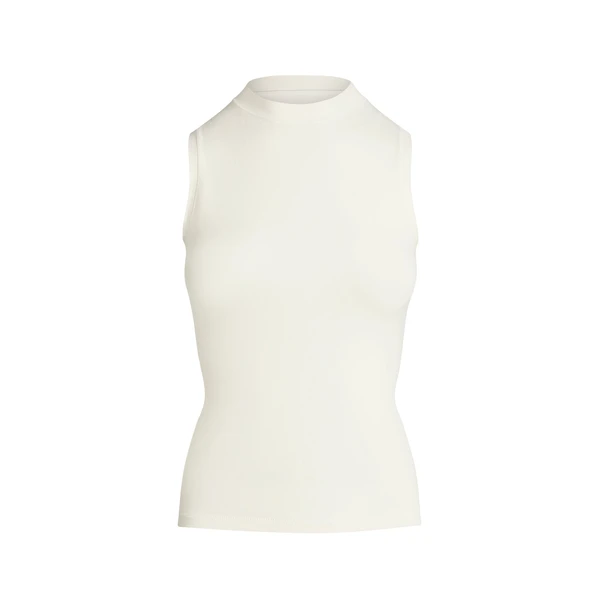COTTON JERSEY MOCK NECK TANK | MARBLE