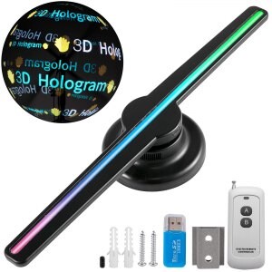 VEVOR Publicité Projecteur 42cm, Hologramme 3D de Résolution 10~15W, Hélice Holographique 224 Perles de Lampe, Fan Projecteur Publicité Portable Résolution de 450 x 224 LED HD pour la Publicité