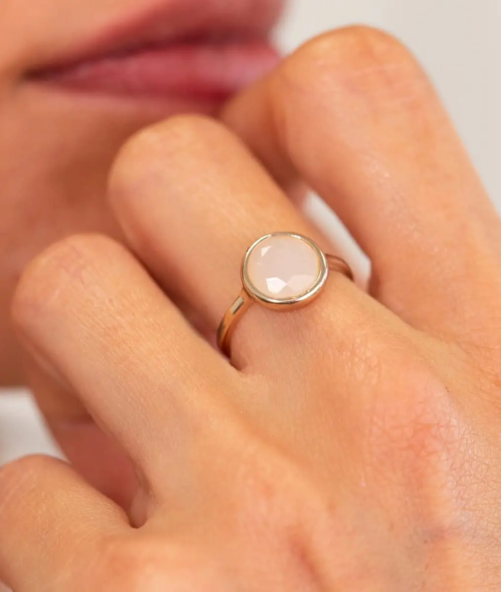 Bague pastille Pierre de Lune Plaqué or