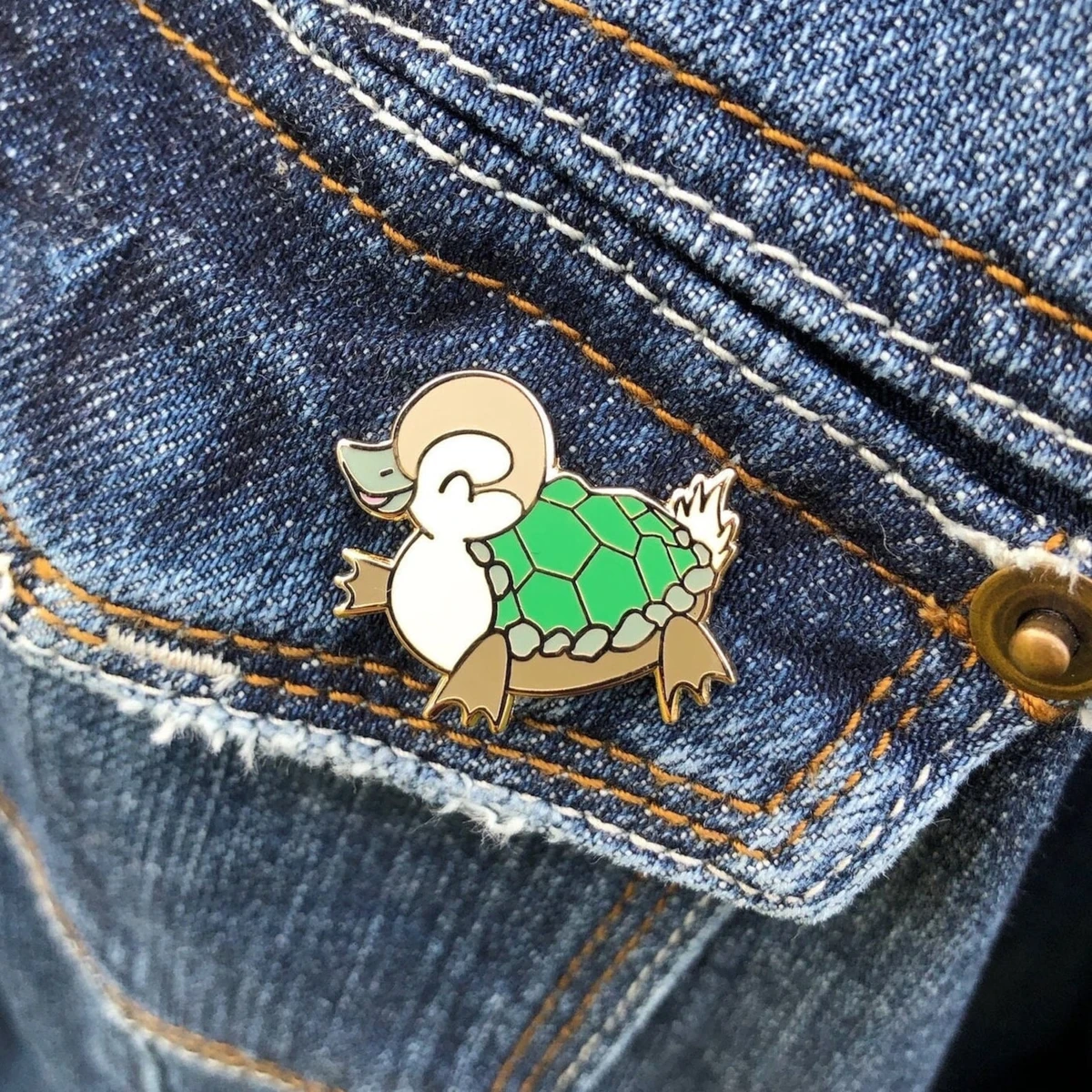 Turtle Duck Enamel Pin | Cute Hybrid Animal Lapel | Turtleduck | Leo Lotus Art