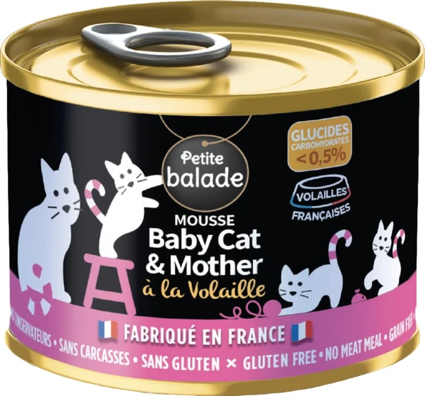 PETITE BALADE Mousse Mother and Baby Cat à la volaille pour Chaton - 200g