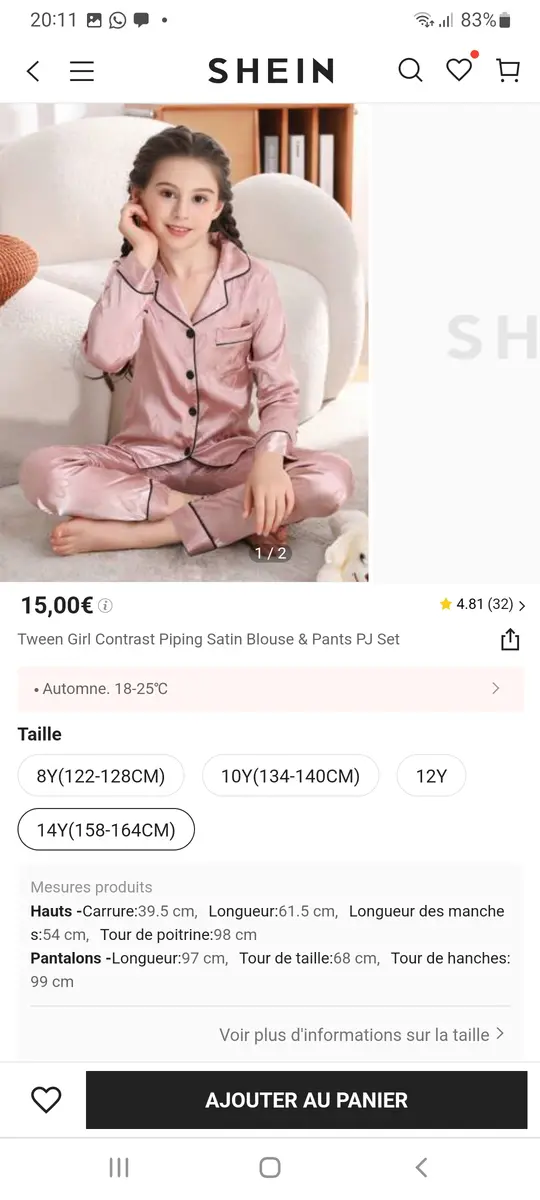 Pyjama satin